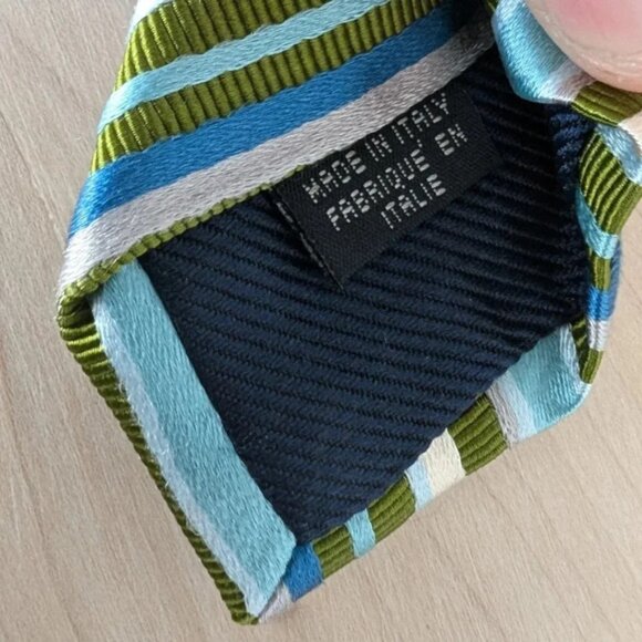 Canali Striped Silk Tie green and blue - Picture 8 of 9